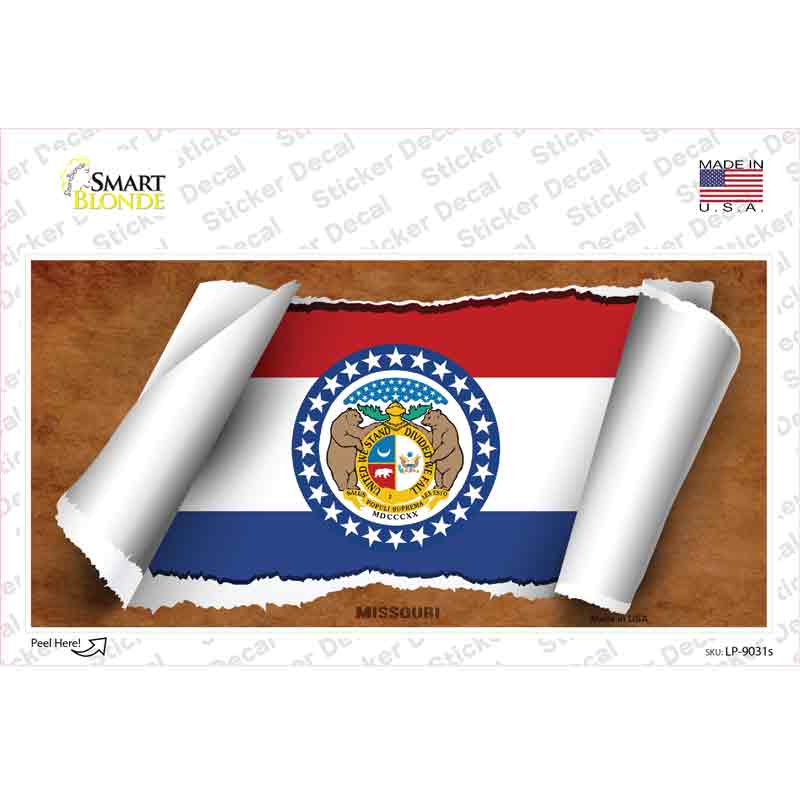 LP-9031s-M Missouri Flag Scroll Novelty Sticker Decal - Medium