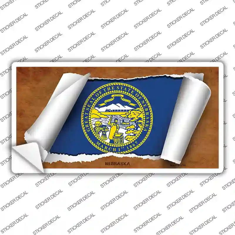 LP-9033s-L Nebraska Flag Scroll Novelty Sticker Decal - Large