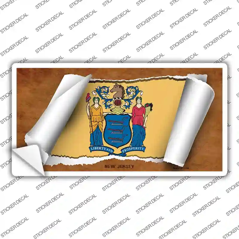 LP-9036s-S   Jersey Flag Scroll Novelty Sticker Decal - Small