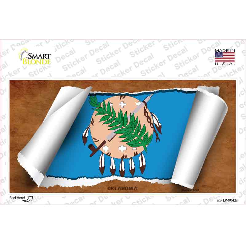 LP-9042s-M Oklahoma Flag Scroll Novelty Sticker Decal - Medium