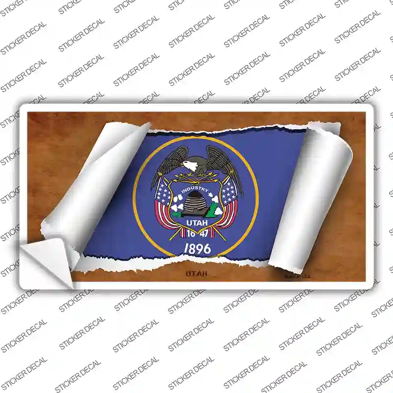 LP-9050s-L Utah Flag Scroll Novelty Sticker Decal - Large