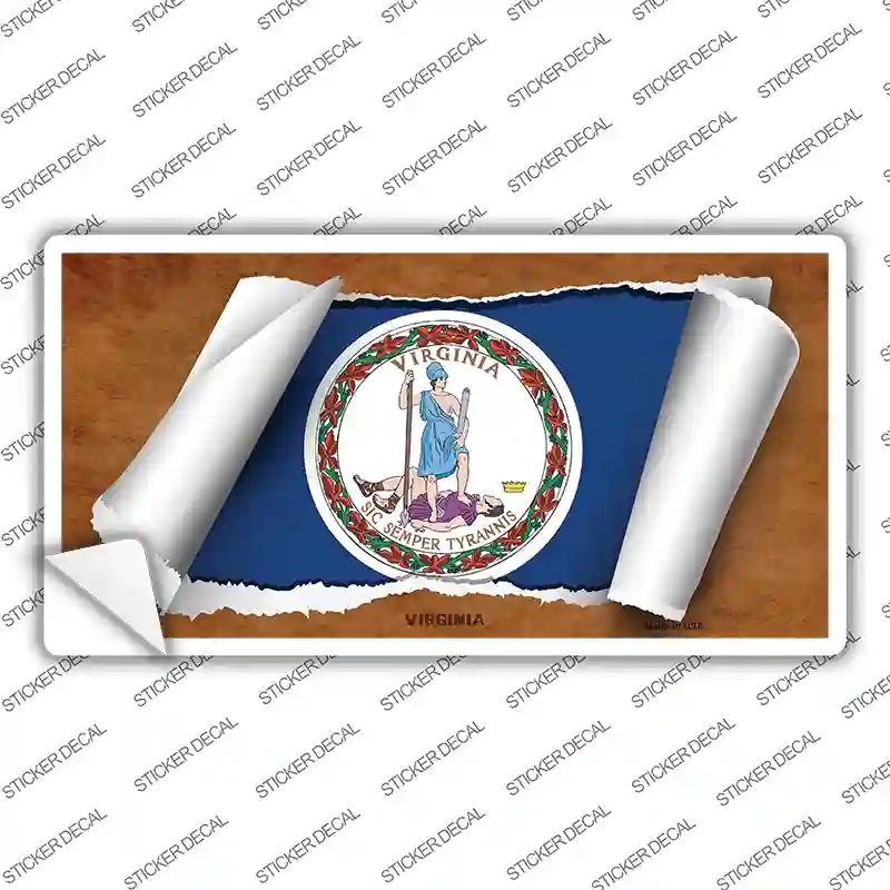 LP-9052s-XL Virginia Flag Scroll Novelty Sticker Decal - Extra Large