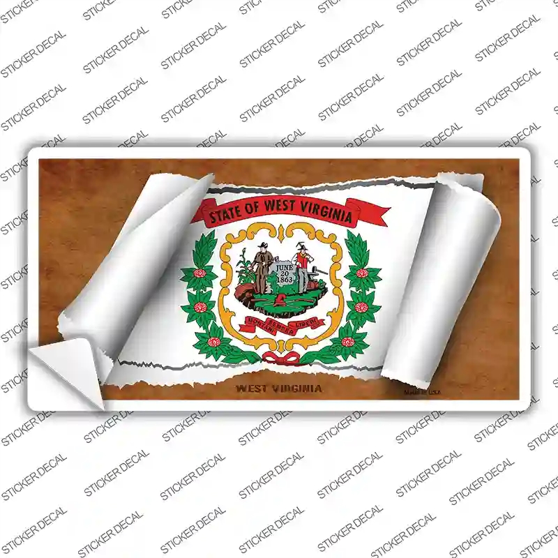 LP-9054s-XL West Virginia Flag Scroll Novelty Sticker Decal - Extra Large