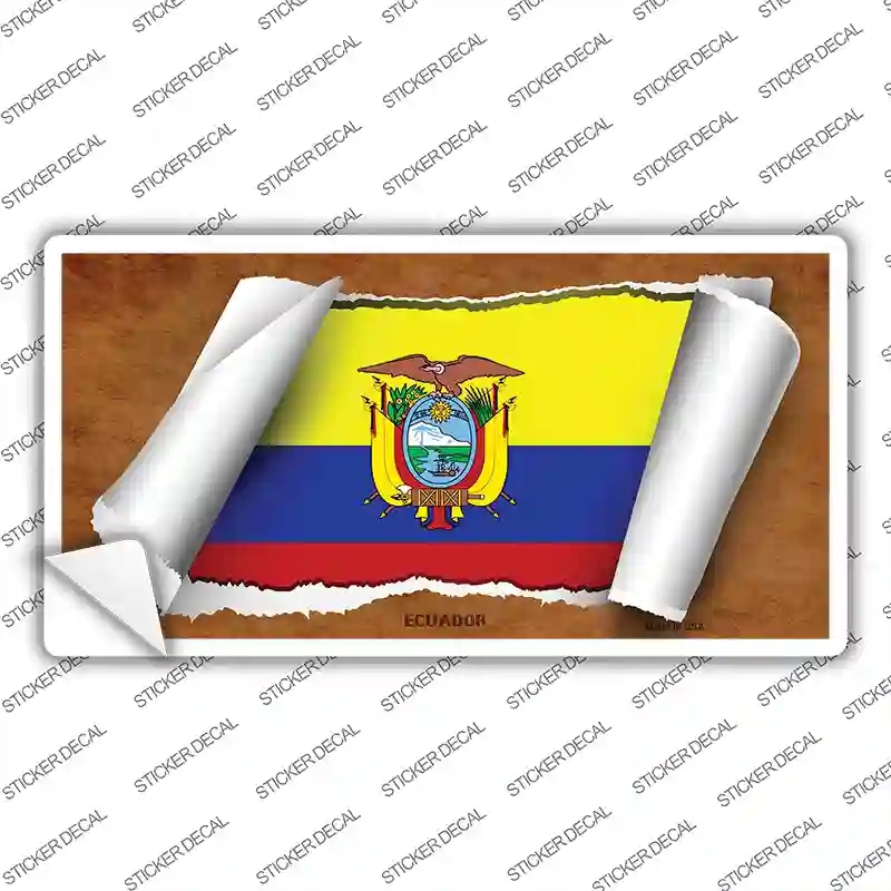 LP-9062s-S Ecuador Flag Scroll Novelty Sticker Decal - Small