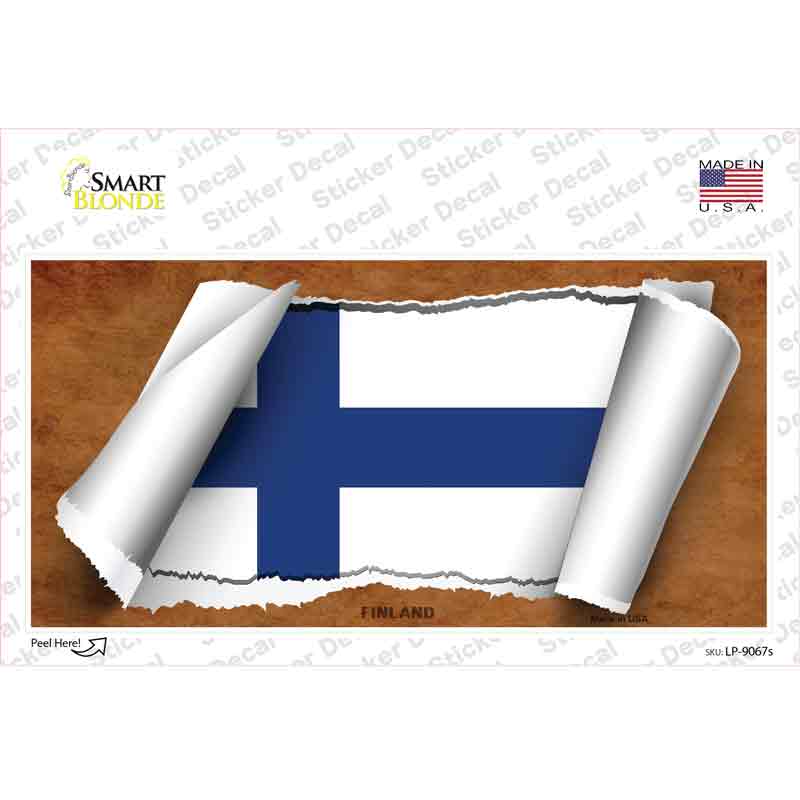 LP-9067s-M Finland Flag Scroll Novelty Sticker Decal - Medium