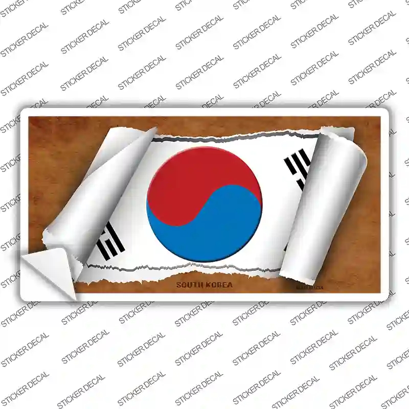 LP-9085s-S South Korea Flag Scroll Novelty Sticker Decal - Small