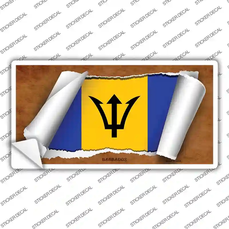 LP-9094s-XL Barbados Flag Scroll Novelty Sticker Decal - Extra Large