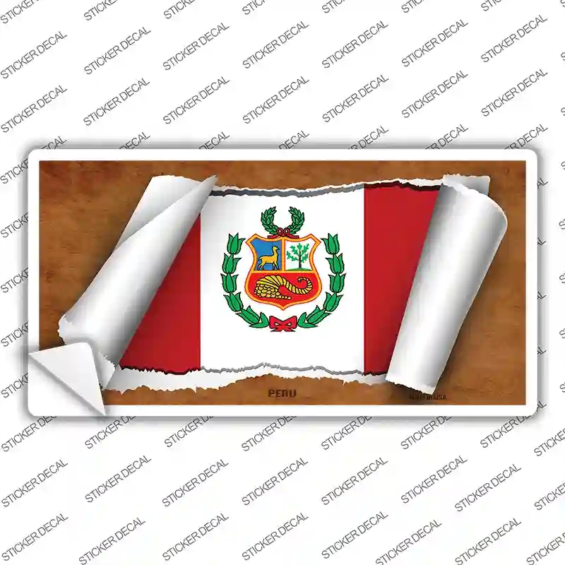 LP-9102s-XL Peru Flag Scroll Novelty Sticker Decal - Extra Large