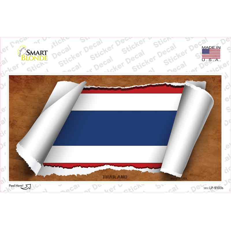 LP-9103s-M Thailand Flag Scroll Novelty Sticker Decal - Medium