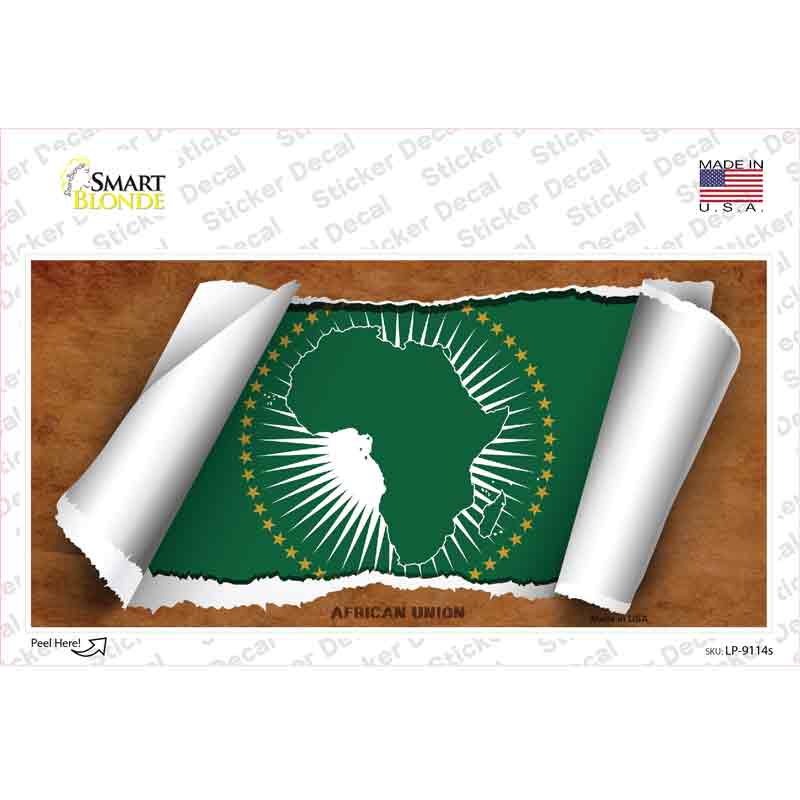 LP-9114s-M African Union Flag Scroll Novelty Sticker Decal - Medium