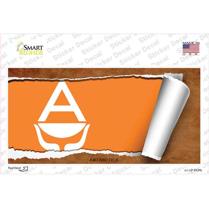 LP-9124s-M Antarctica Flag Scroll Novelty Sticker Decal - Medium