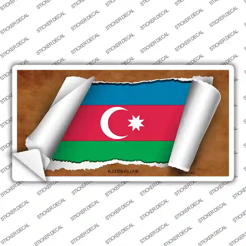 LP-9130s-XL Azerbaijan Flag Scroll Novelty Sticker Decal - Extra Large