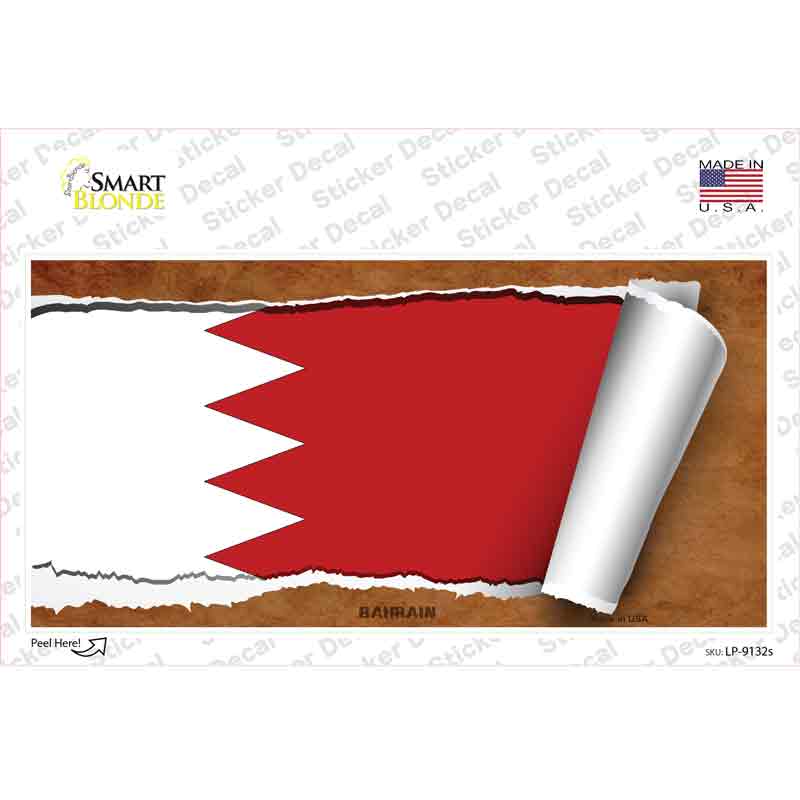 LP-9132s-M Bahrain Flag Scroll Novelty Sticker Decal - Medium