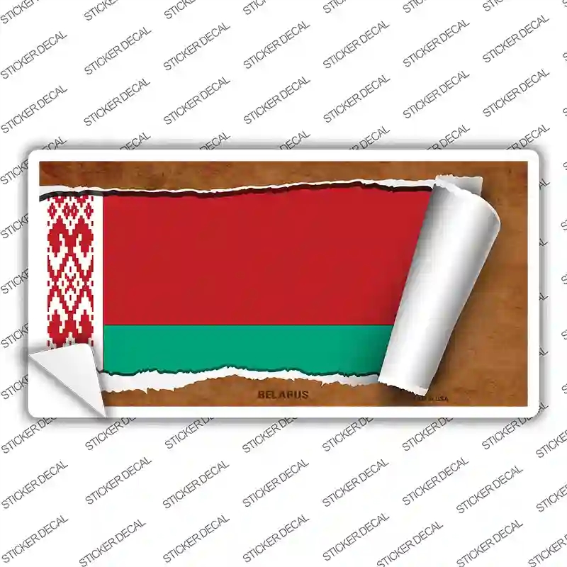 LP-9134s-XL Belarus Flag Scroll Novelty Sticker Decal - Extra Large