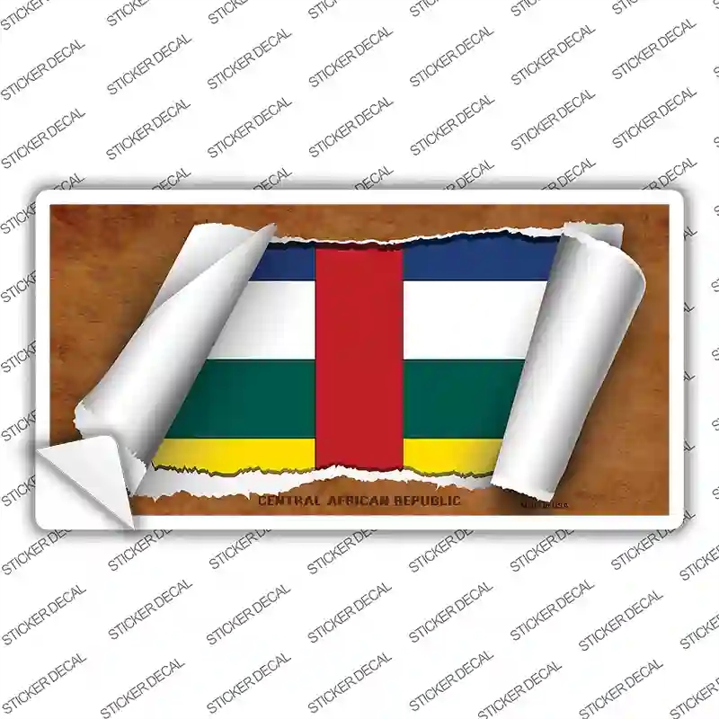 LP-9153s-XL Central African Republic Flag Scroll Novelty Sticker Decal - Extra Large