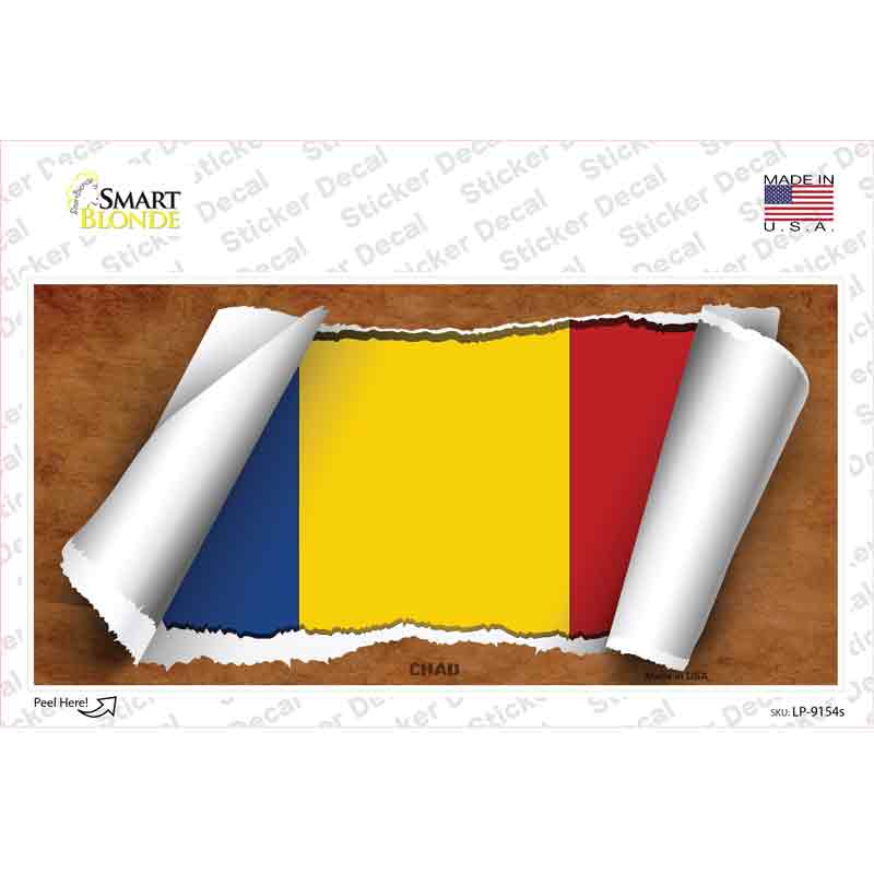 LP-9154s-M Chad Flag Scroll Novelty Sticker Decal - Medium