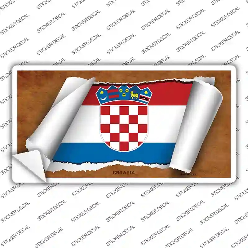 LP-9165s-S Croatia Flag Scroll Novelty Sticker Decal - Small