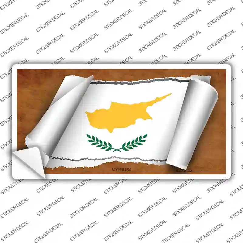 LP-9166s-XL Cyprus Flag Scroll Novelty Sticker Decal - Extra Large