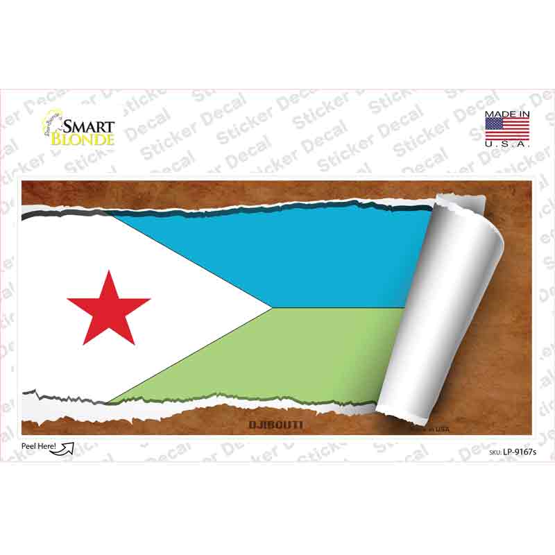 LP-9167s-M Djibouti Flag Scroll Novelty Sticker Decal - Medium