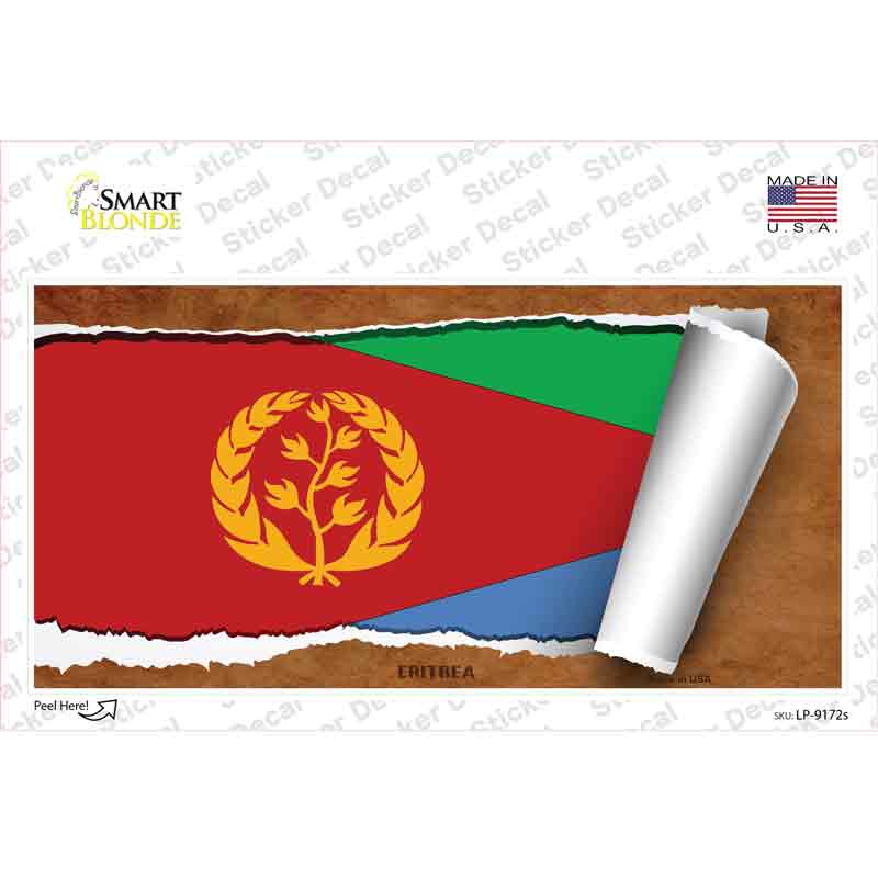 LP-9172s-M Eritrea Flag Scroll Novelty Sticker Decal - Medium