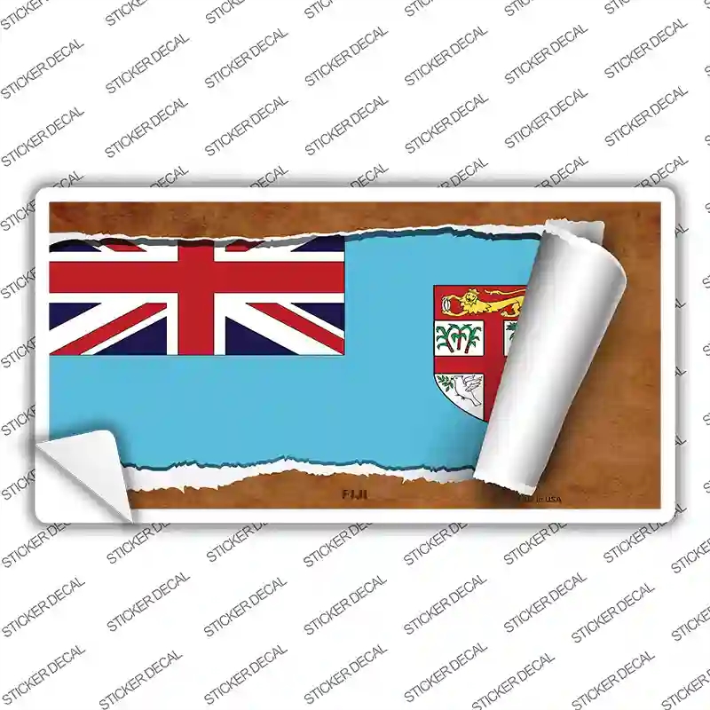 LP-9179s-L Fiji Flag Scroll Novelty Sticker Decal - Large