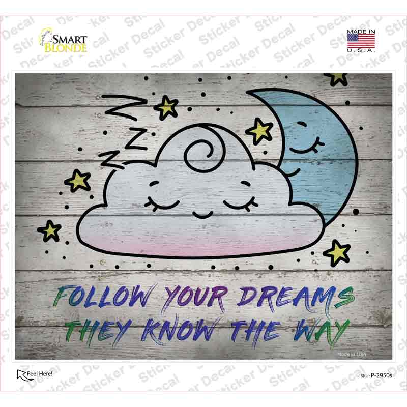 P-2950s-M Follow Your Dreams Novelty Rectangle Sticker Decal - Medium