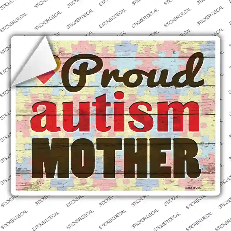 P-3041s-S Proud Autism Mother Novelty Rectangle Sticker Decal - Small