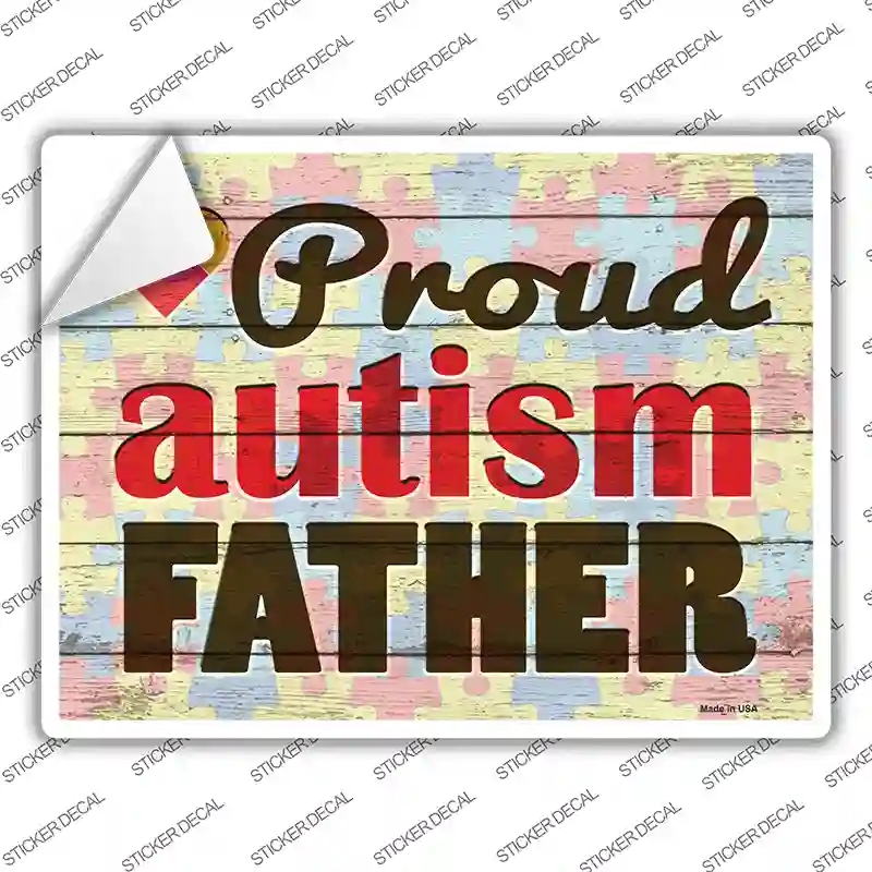 P-3042s-S Proud Autism Father Novelty Rectangle Sticker Decal - Small