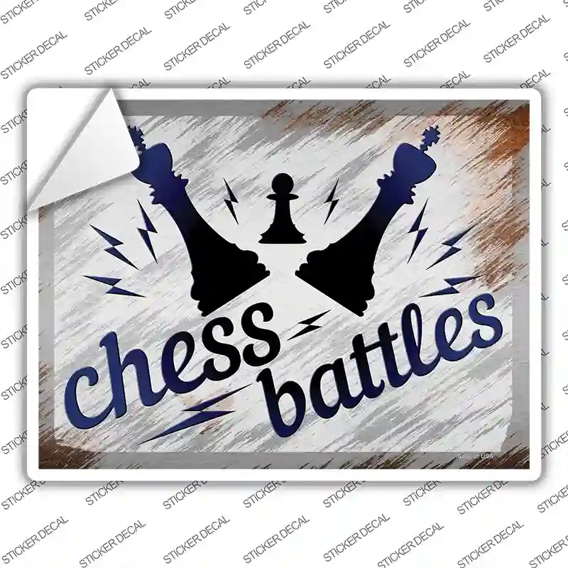 P-3158s-S Chess Battles Novelty Rectangle Sticker Decal - Small