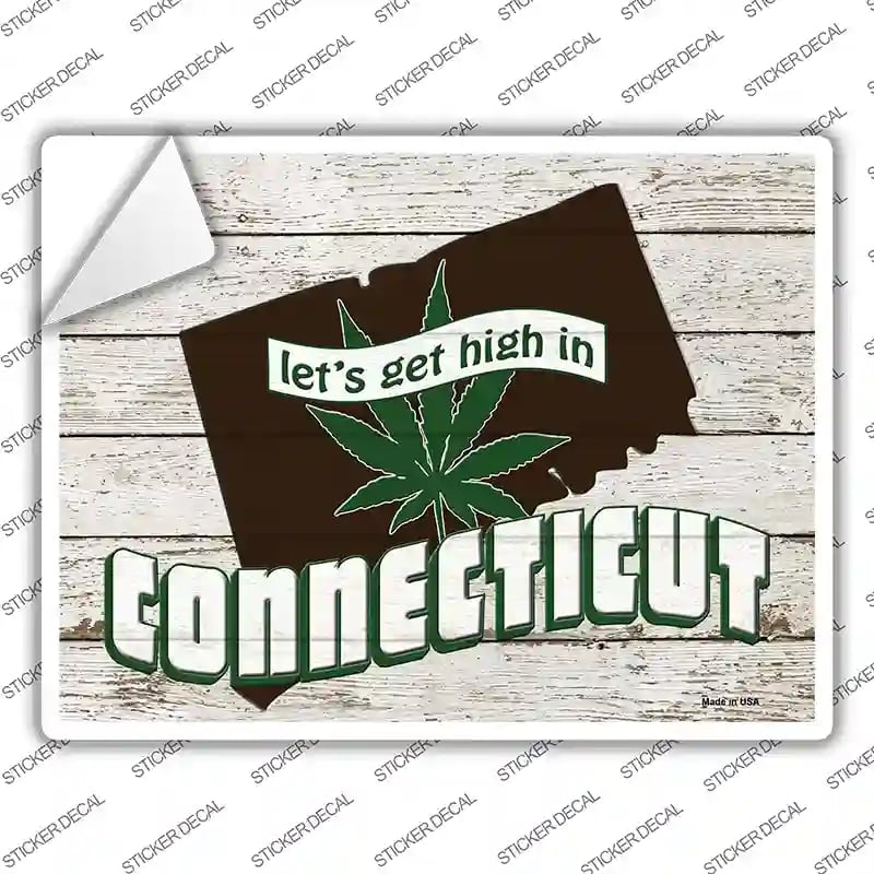 P-3204s-S Get High in Connecticut Novelty Rectangle Sticker Decal - Small
