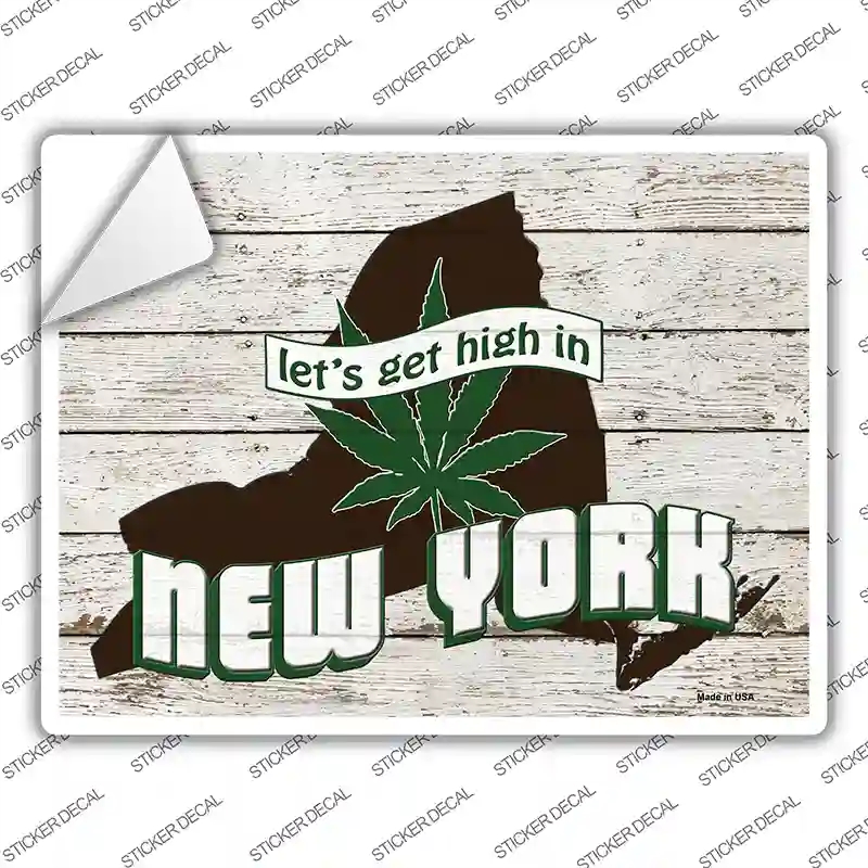 P-3229s-L Get High in   York Novelty Rectangle Sticker Decal - Large