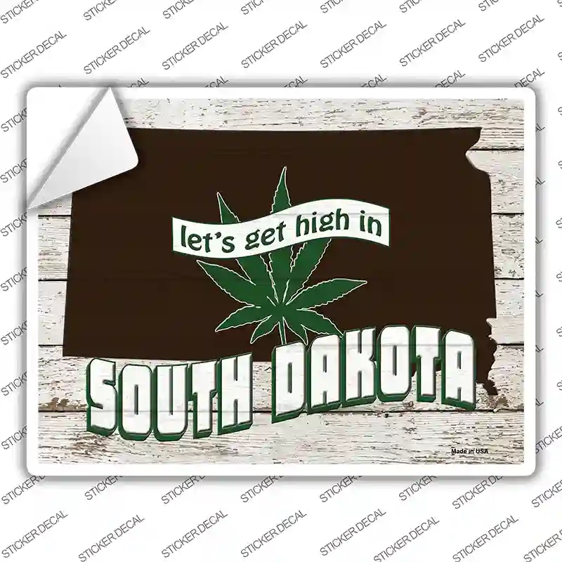 P-3238s-XL Get High in South Dakota Novelty Rectangle Sticker Decal - Extra Large