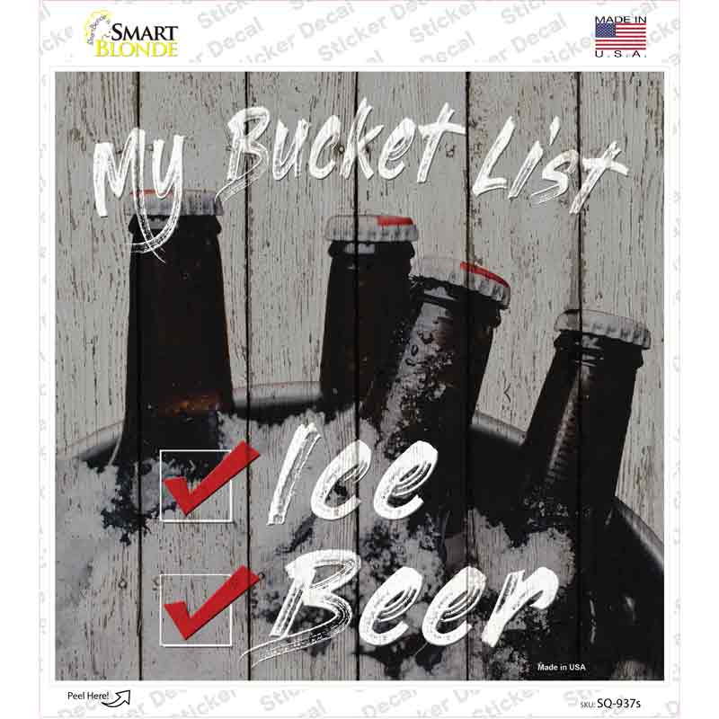 SQ-937s-M Beer Bucket List Novelty Square Sticker Decal - Medium