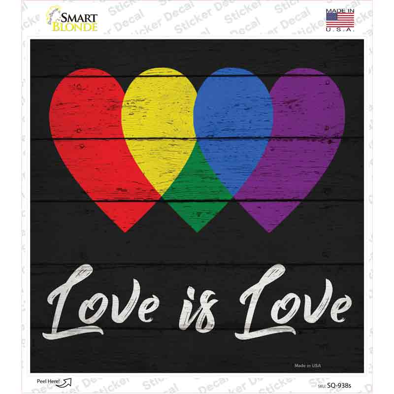 SQ-938s-M Love is Love Novelty Square Sticker Decal - Medium