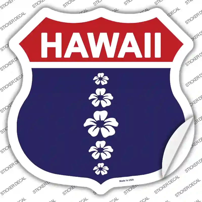 HS-565s-S Hawaii Hibiscus Blue Novelty Highway Shield Sticker Decal - Small
