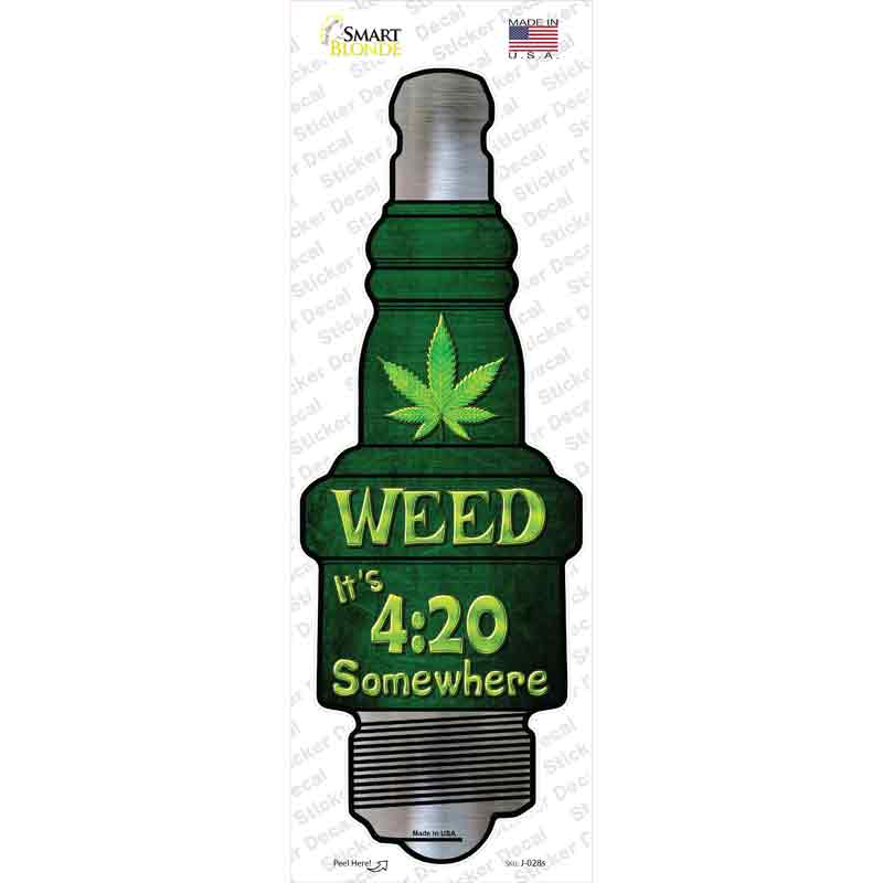 J-028s-M Weed Novelty Spark Plug Sticker Decal - Medium