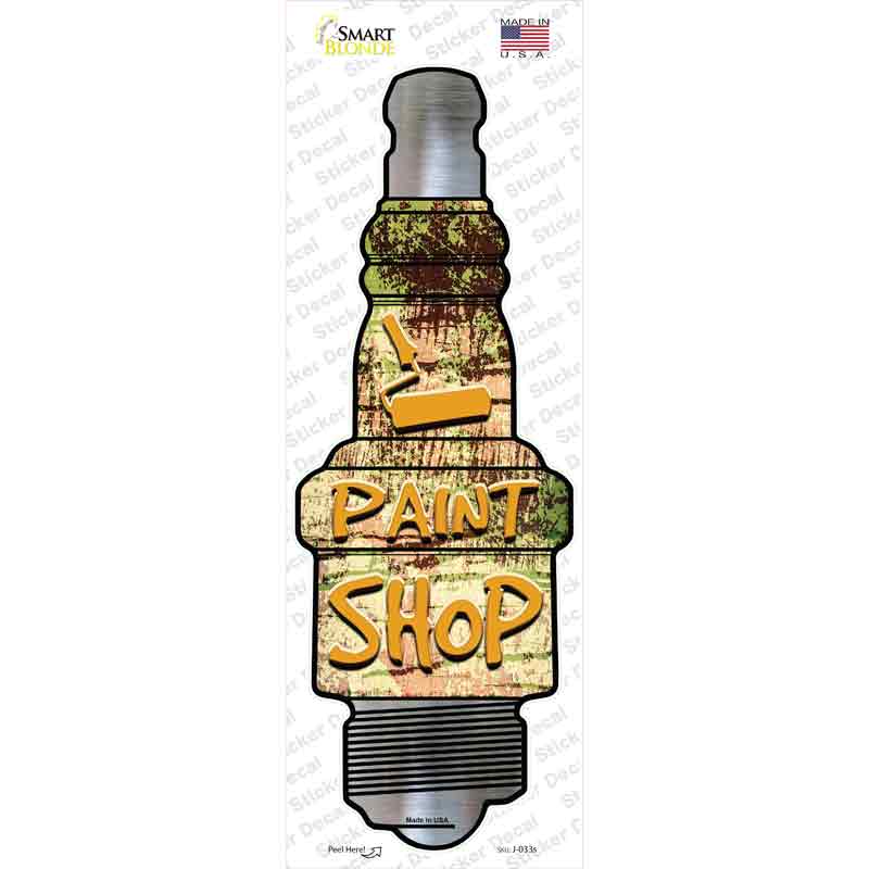 J-033s-M Paint Shop Novelty Spark Plug Sticker Decal - Medium