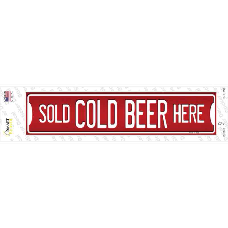 K-1372s-M Cold Beer Here Novelty Narrow Sticker Decal - Medium