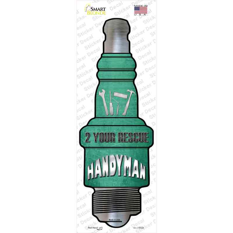 J-032s-M Handyman Novelty Spark Plug Sticker Decal - Medium
