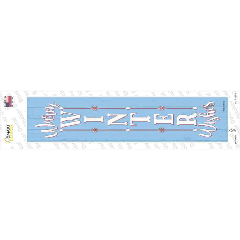 K-1673s-M Warm Winter Wishes Blue Novelty Narrow Sticker Decal - Medium