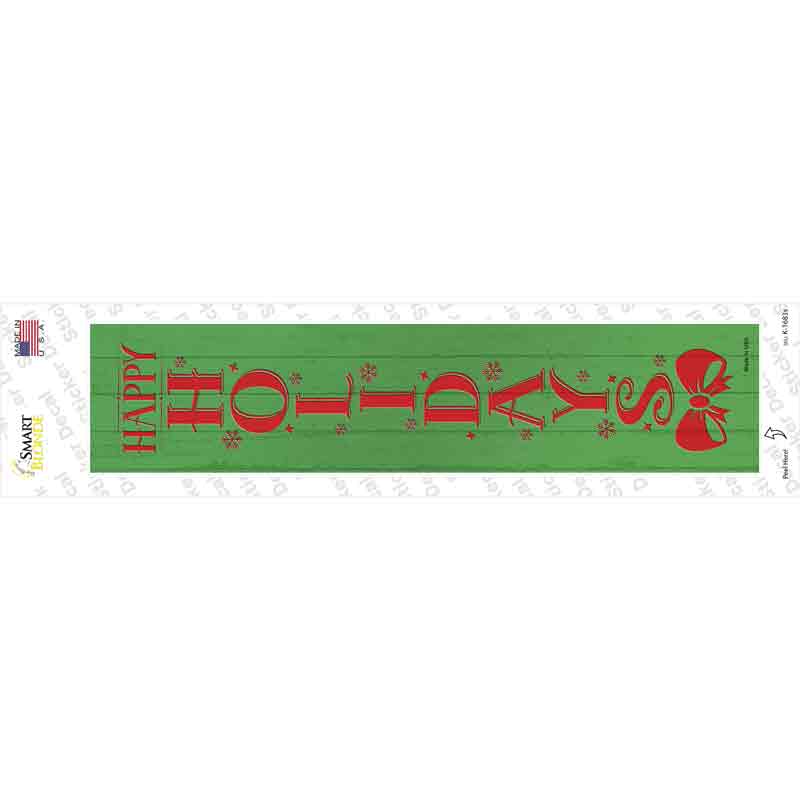 K-1683s-M Happy Holidays Green Verticle Novelty Narrow Sticker Decal - Medium