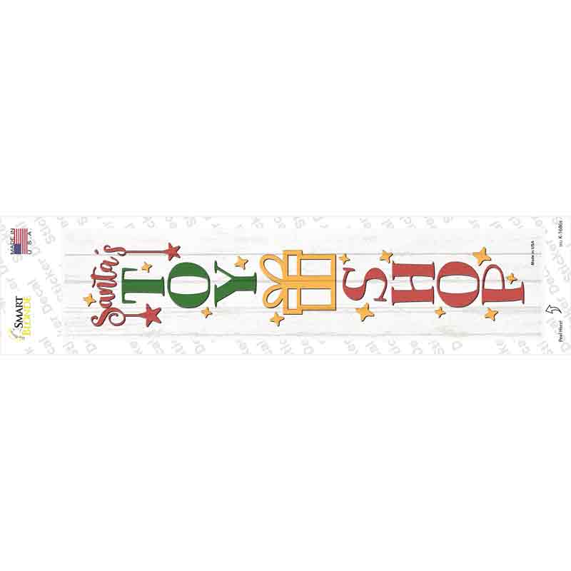 K-1686s-M Santas Toy Shop White Novelty Narrow Sticker Decal - Medium