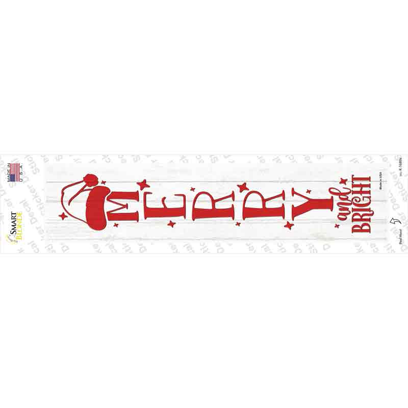 K-1689s-M Merry & Bright White Novelty Narrow Sticker Decal - Medium