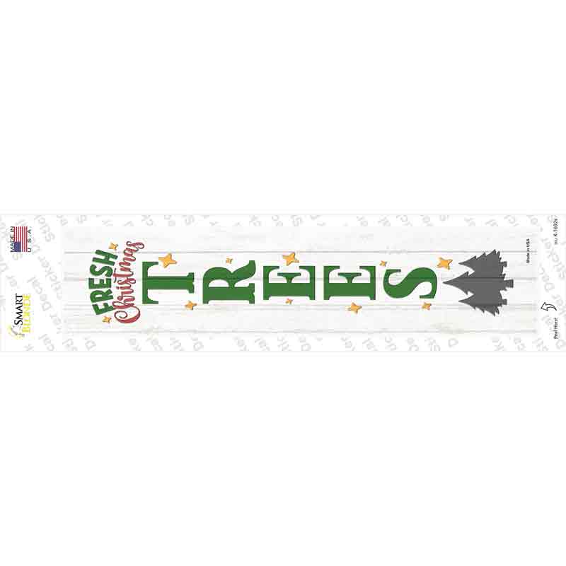 K-1692s-M Fresh Christmas Trees White Novelty Narrow Sticker Decal - Medium