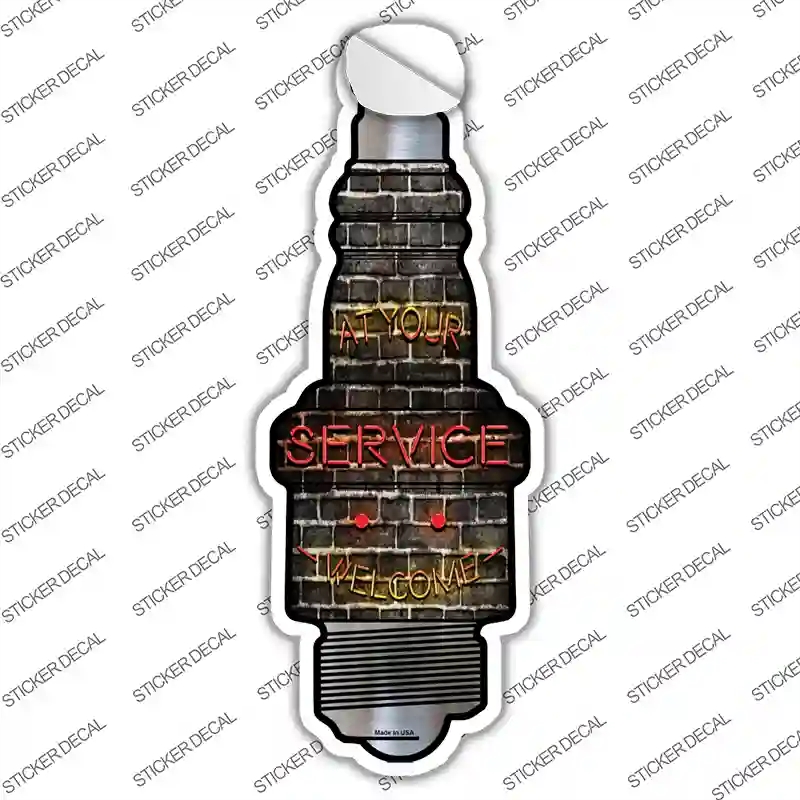 J-083s-L At Your Service Novelty Spark Plug Sticker Decal - Large