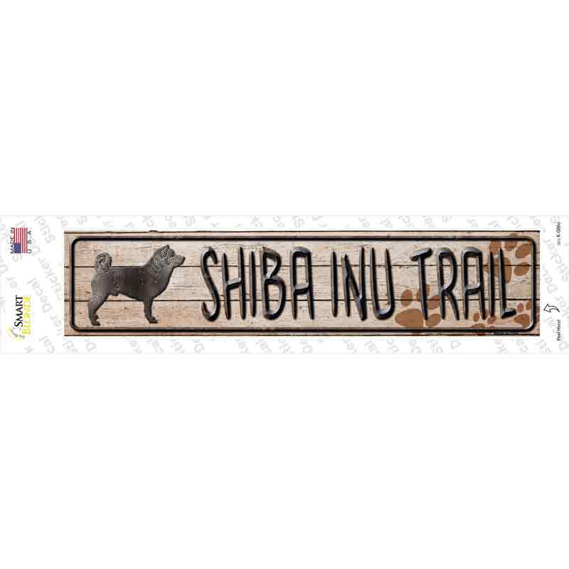 K-086s-M Shiba Inu Trail Novelty Narrow Sticker Decal - Medium
