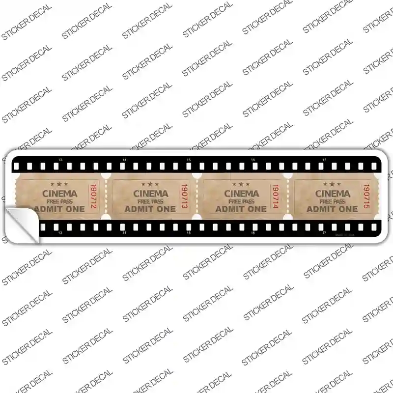 K-1888s-S Cinema Ticket Admit One Novelty Narrow Sticker Decal - Small