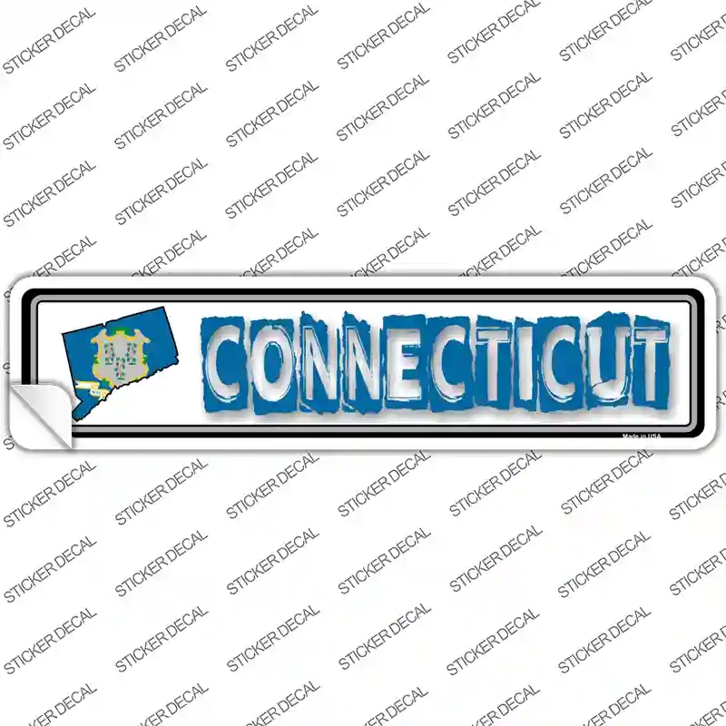 K-306s-L Connecticut Outline Novelty Narrow Sticker Decal - Large