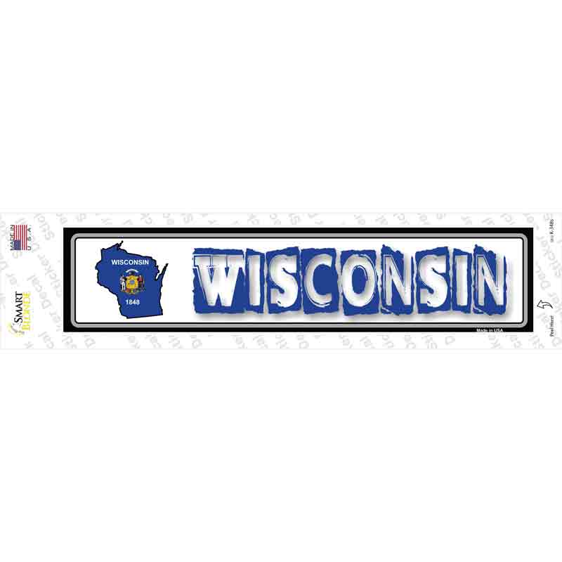 K-348s-M Wisconsin Outline Novelty Narrow Sticker Decal - Medium
