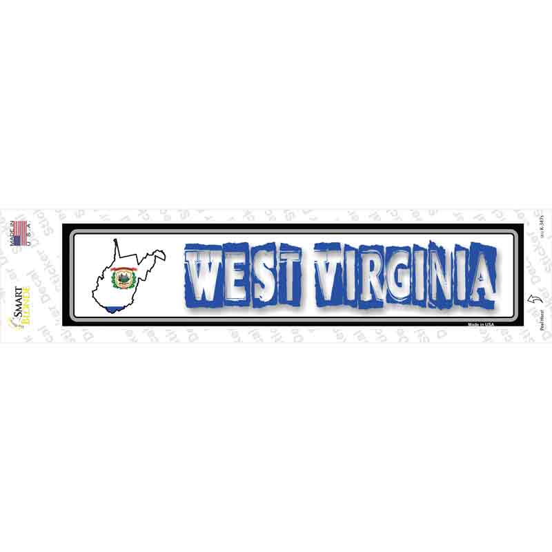 K-347s-M West Virginia Outline Novelty Narrow Sticker Decal - Medium